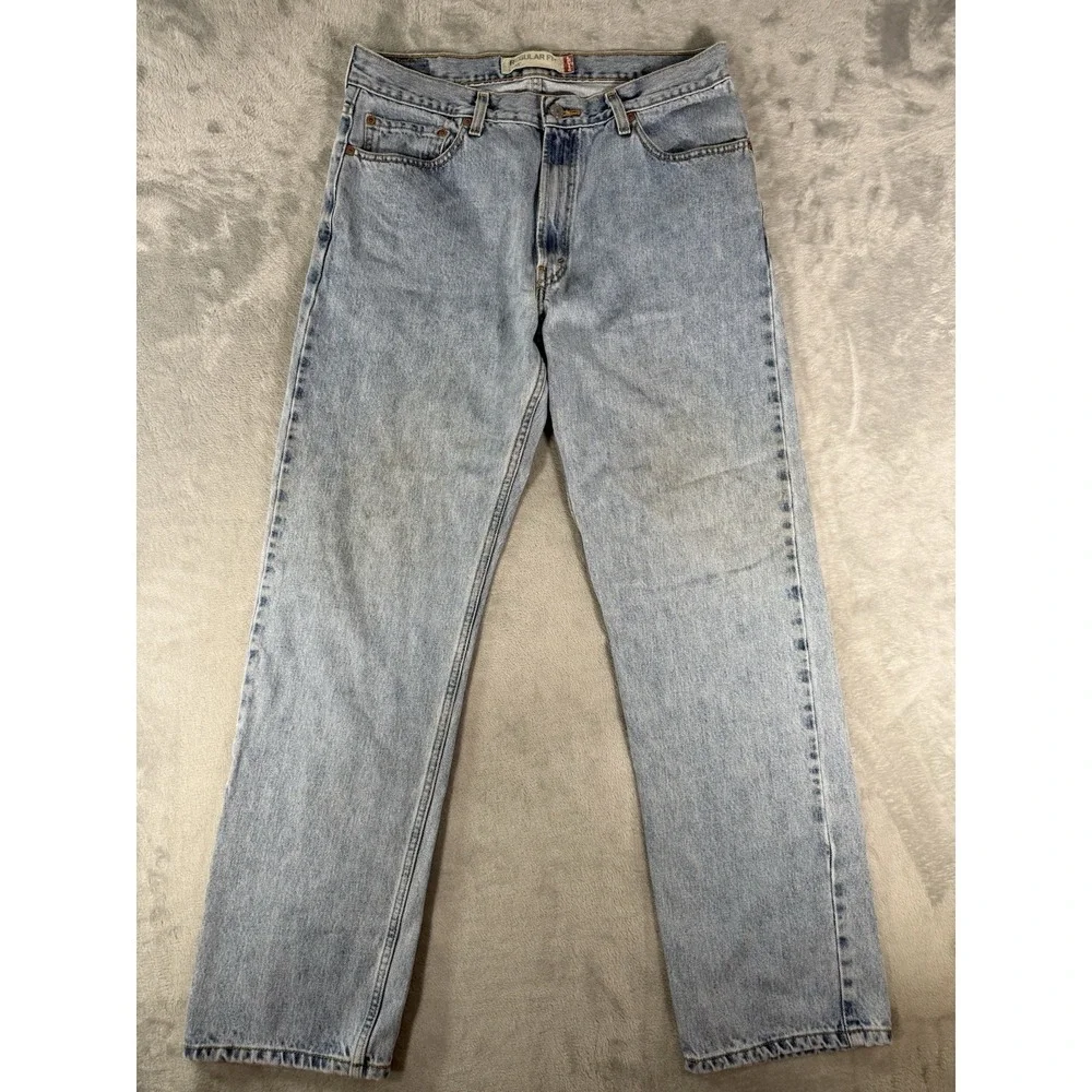 Levis 505 Jeans Mens 36x34 Blue Denim Regular Fit Straight Leg